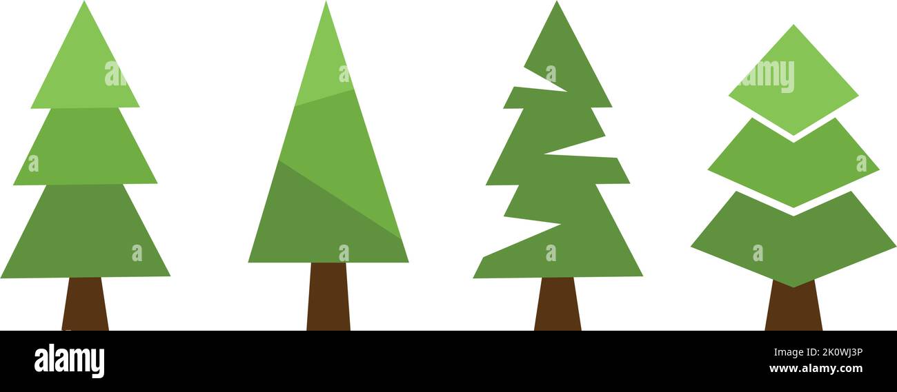 Set 4 pcs abstract green christmas trees on white background - Vector ...