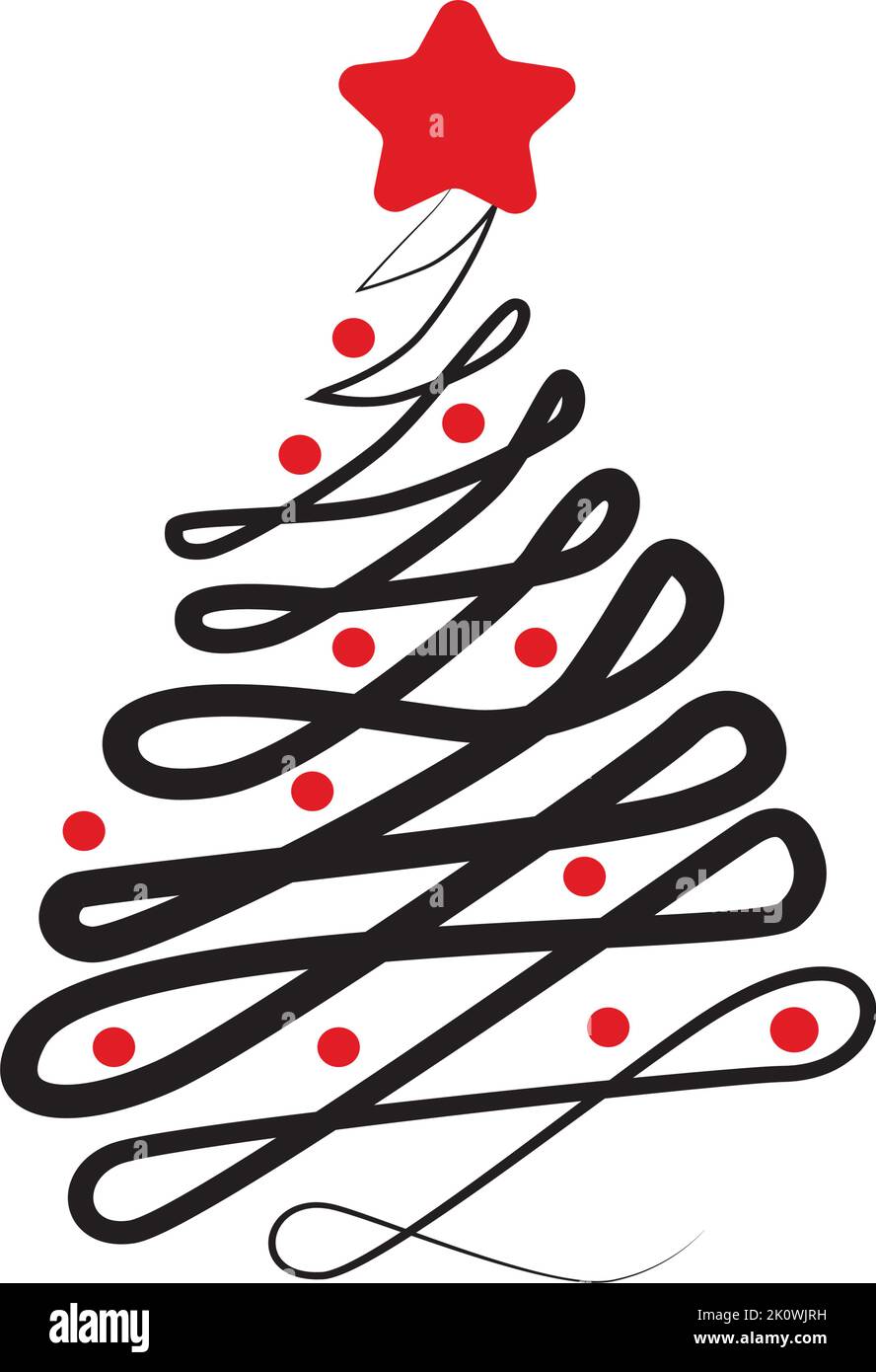 Abstract drawing of a Christmas tree on a white background - Vector ...
