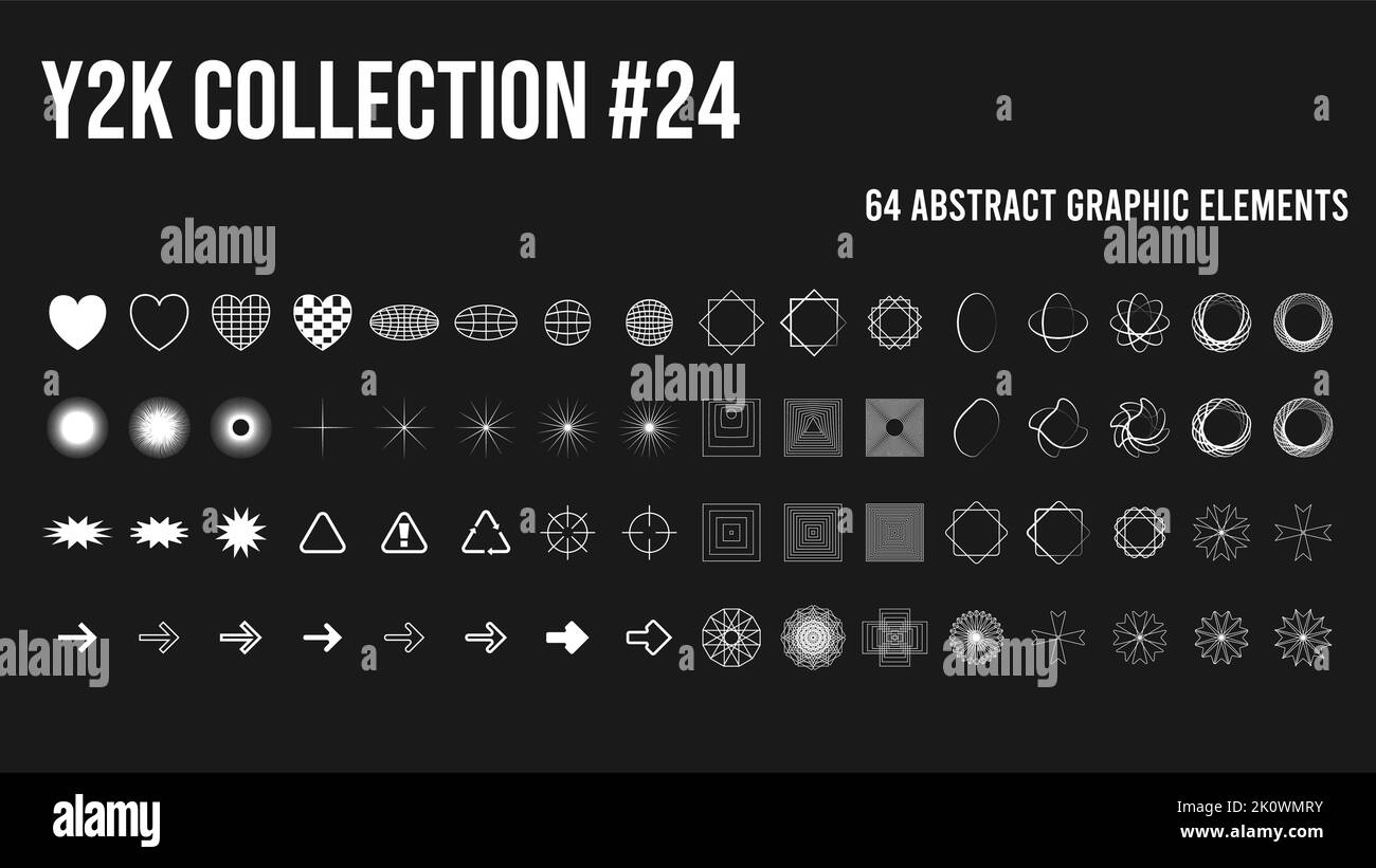 Vector set of Y2K stars, starburst and retro futuristic graphic ...