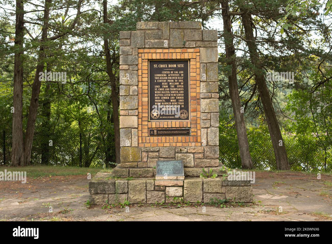 STILLWATER, MN, USA - SEPTEMBER 10, 2022: St. Croix Boom Site monument