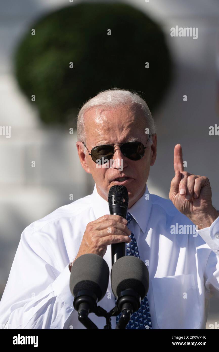United States President Joe Biden speaks during an event celebrating