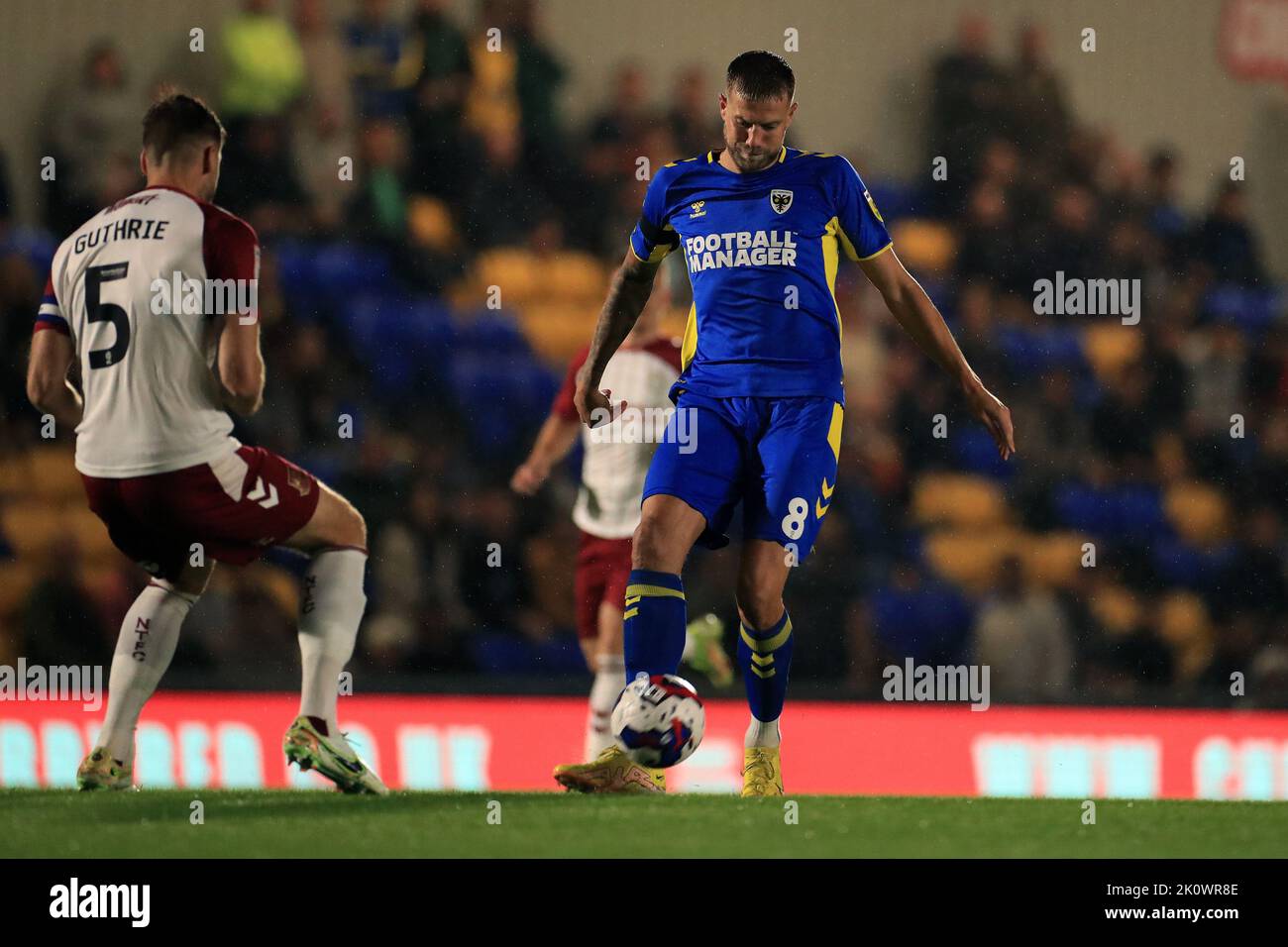 Merton, UK. 13th Sep, 2022. Harry Pell #8 of AFC Wimbledon in action during the Sky Bet League 2 match AFC Wimbledon vs Northampton Town at Cherry Red Records Stadium, Merton, United Kingdom, 13th September 2022 (Photo by Carlton Myrie/News Images) in Merton, United Kingdom on 9/13/2022. (Photo by Carlton Myrie/News Images/Sipa USA) Credit: Sipa USA/Alamy Live News Stock Photo