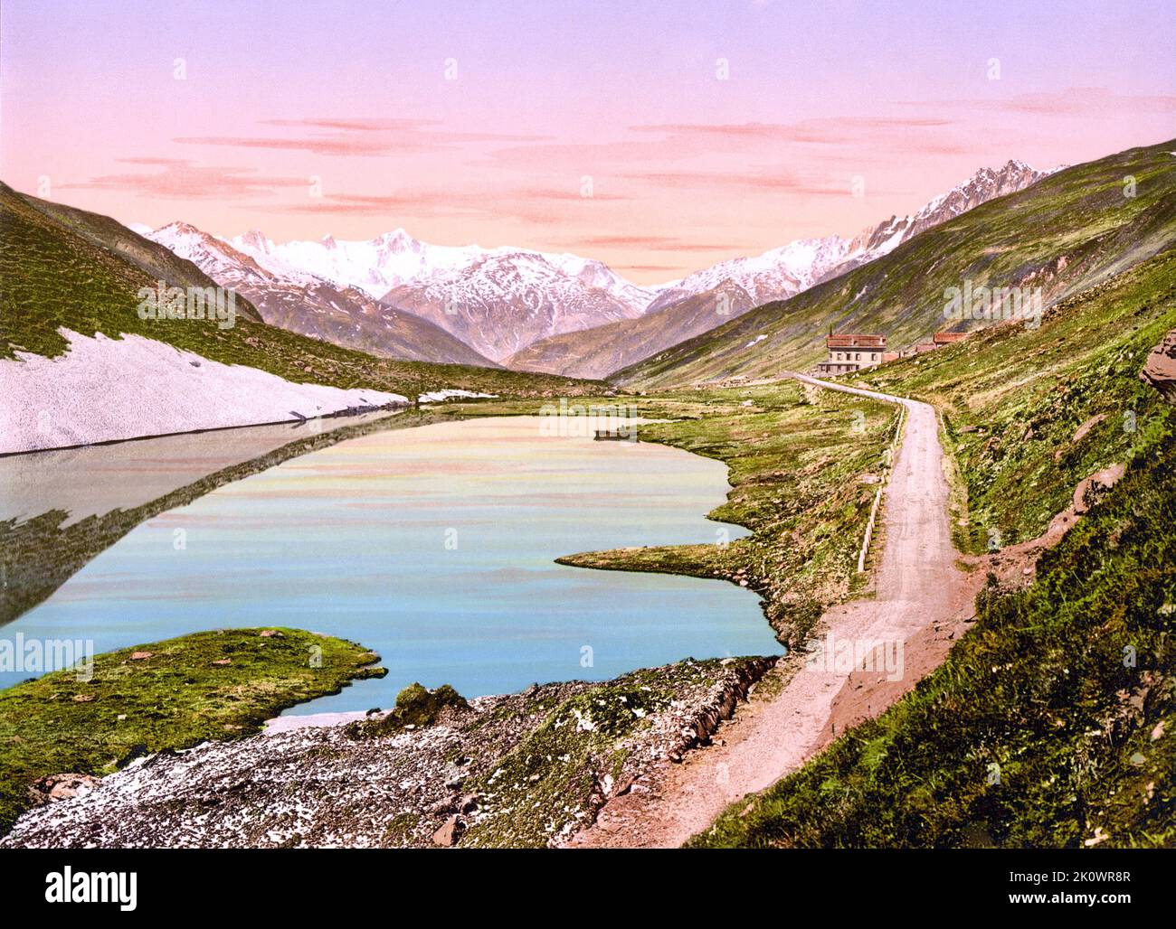Oberalpsee, Oberalp Pass, Uri, Switzerland 1890. Stock Photo