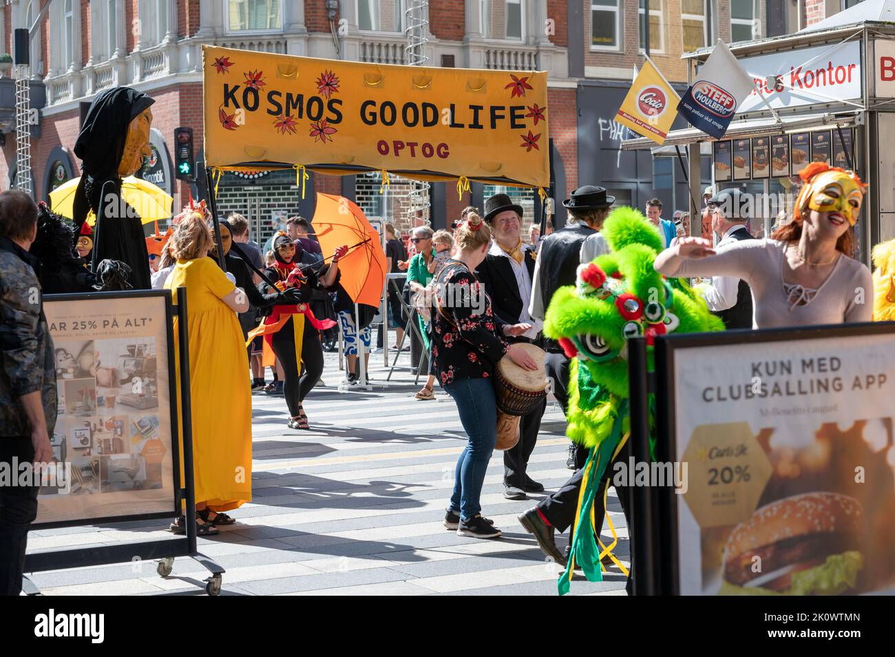 Kosmos Good Life Parade - Walking through the streets of Aarhus, Denmark on 28 August 2022 Stock Photo