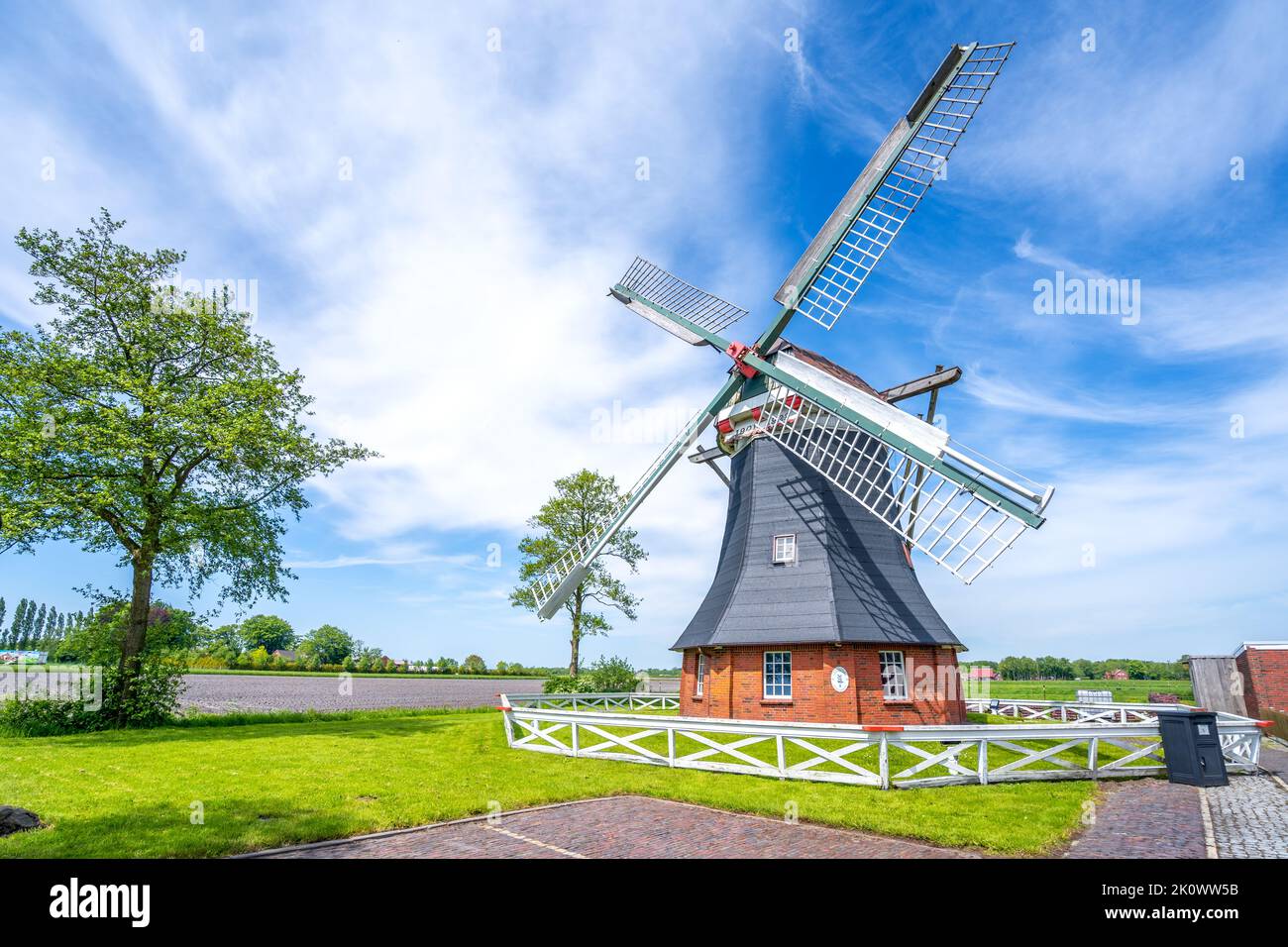 Windmill in Aurich, East Friesland, Germany Stock Photo