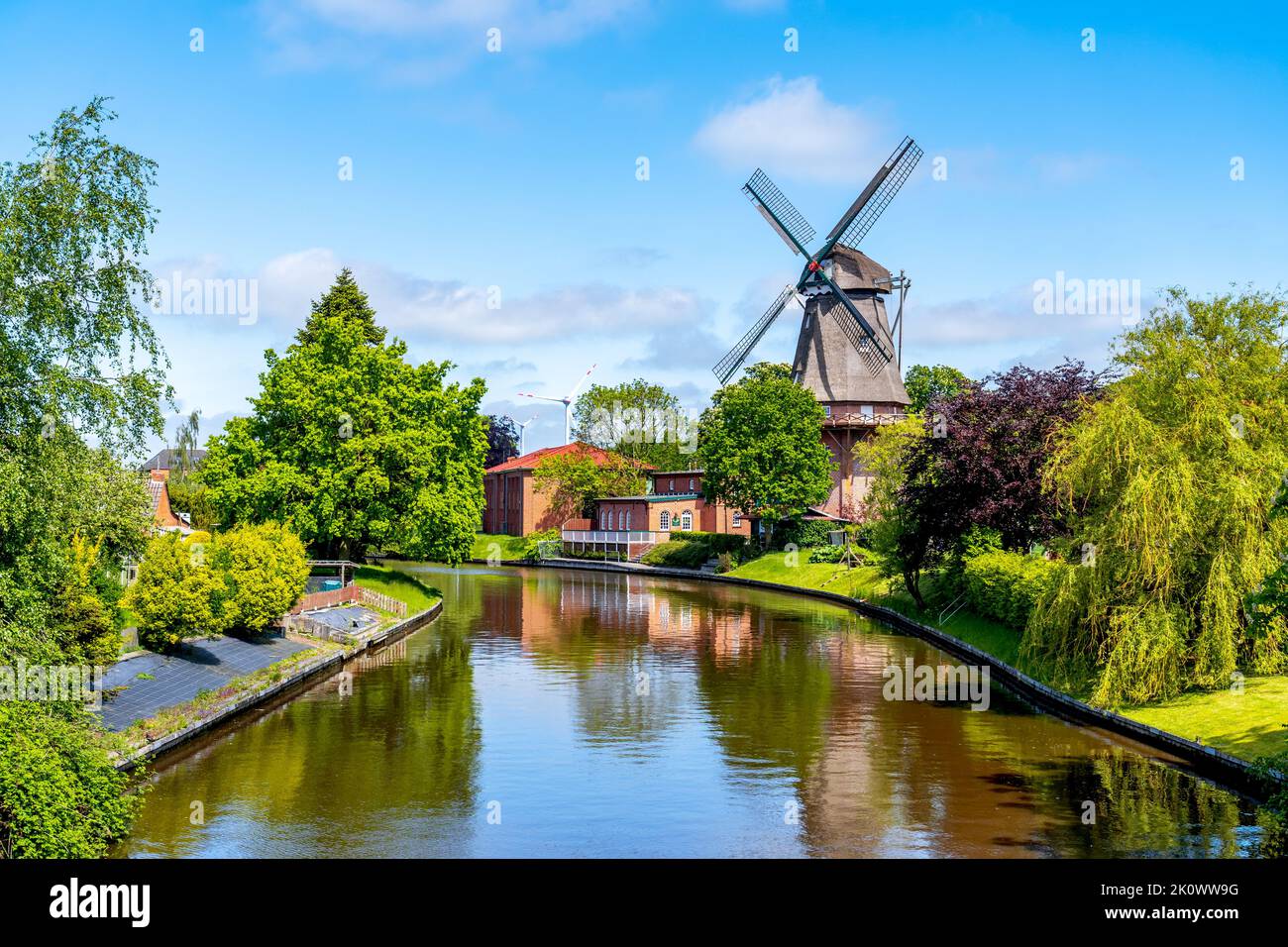 Mill in Hinte, Aurich, Lower Saxony, Germany Stock Photo