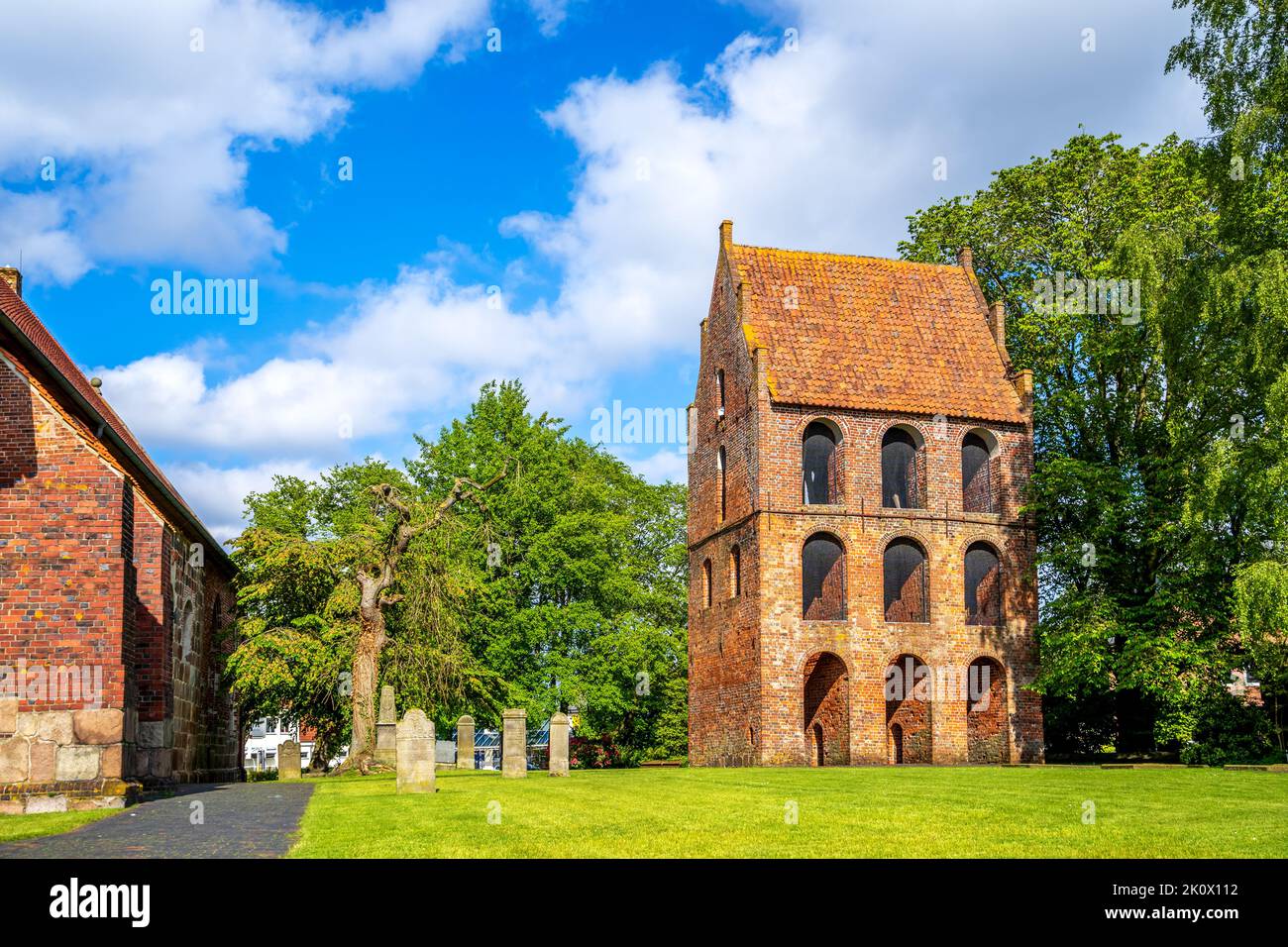 Market place panorama of Westerstede, Lower Saxony, Germany Stock Photo