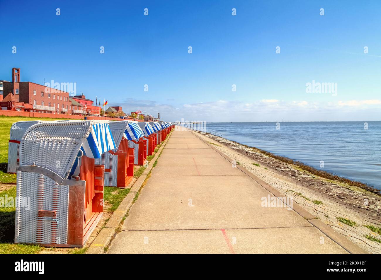 Beach Chairs Promenade At South Beach In Wilhelmshaven Germany Stock 