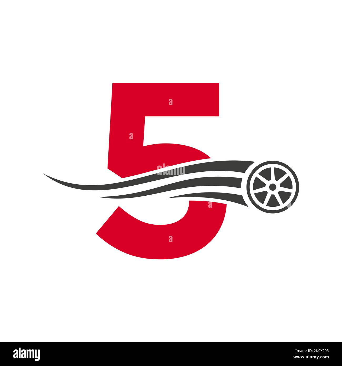 Sport Car Letter 5 Automotive Car Repair Logo Design Concept With Transport Tire Icon Vector Template Stock Vector