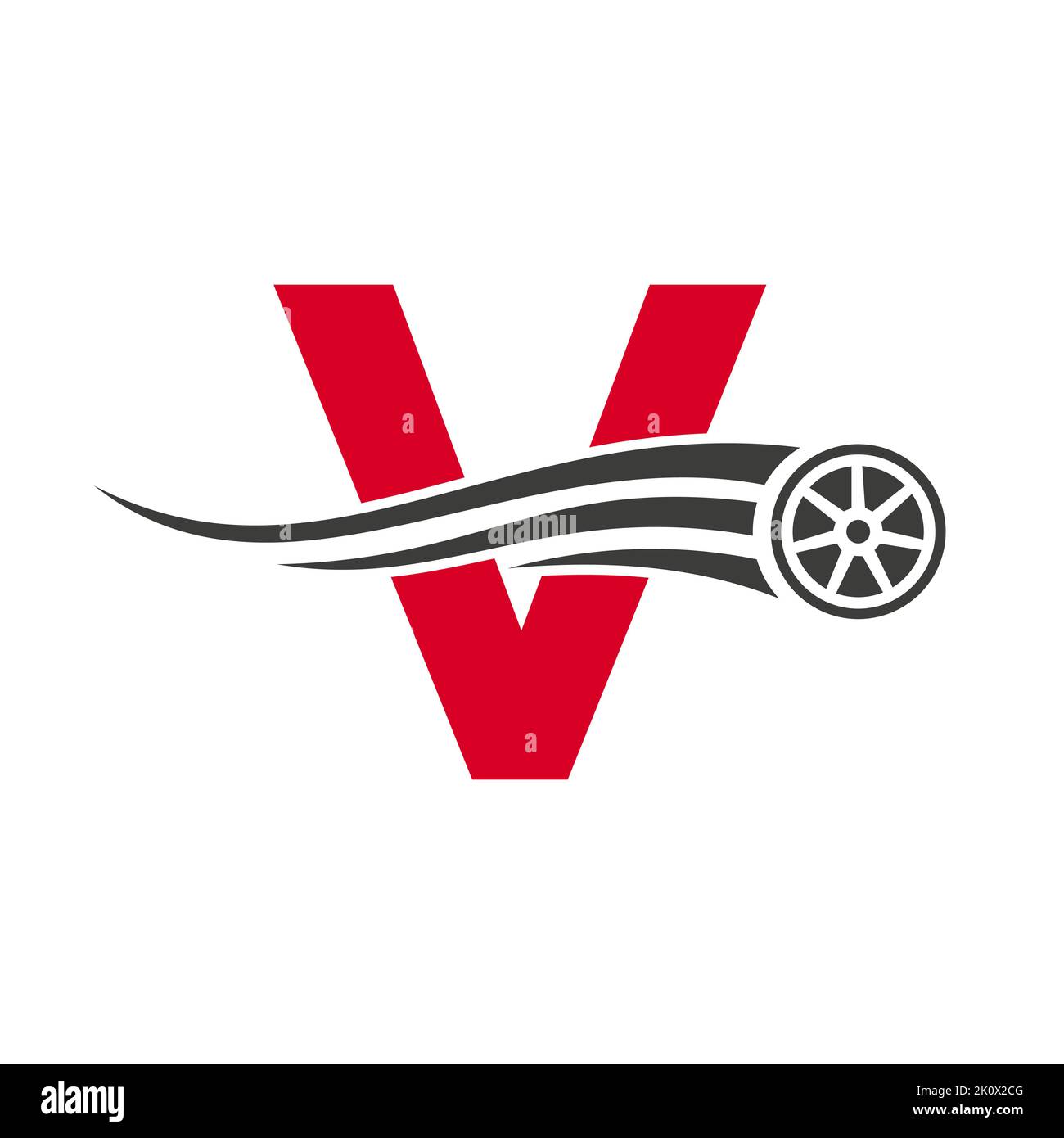 Sport Car Letter V Automotive Car Repair Logo Design Concept With