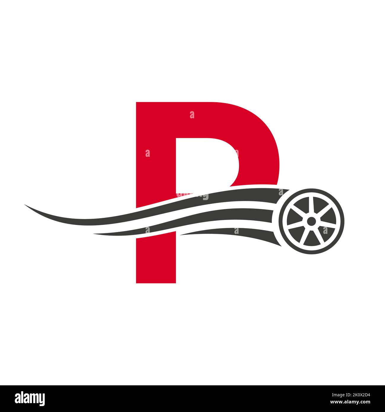 Sport Car Letter P Automotive Car Repair Logo Design Concept With