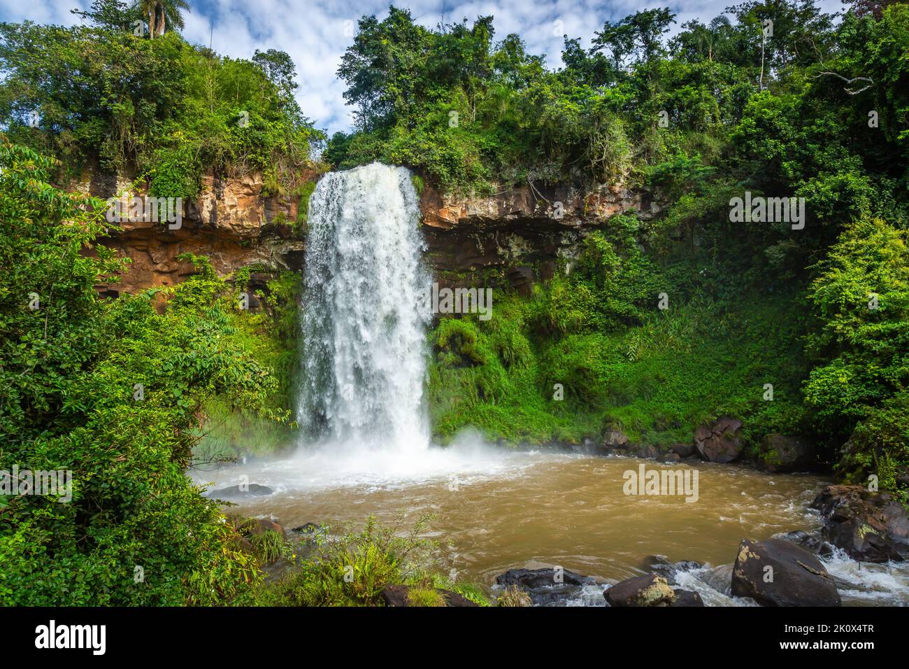 Iguazu Falls dramatic landscape, view from Argentina side, South America Stock Photo