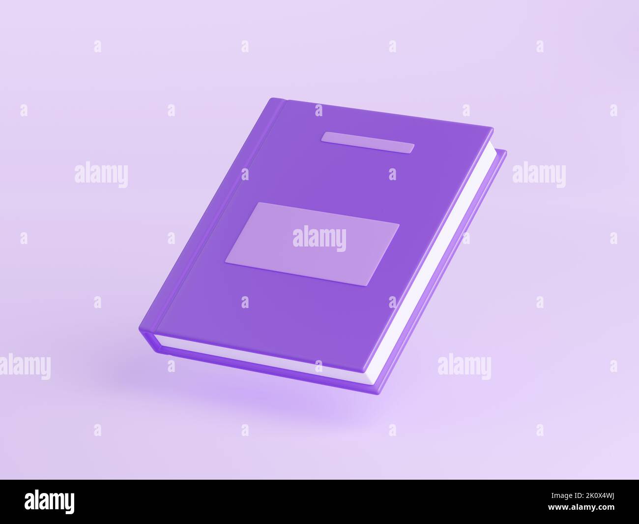 Purple book 3D illustration isolated on background. Design of library icon with hardcover volume of educational or fiction literature for studying or fun. Reading hobby. Source of knowledge Stock Photo