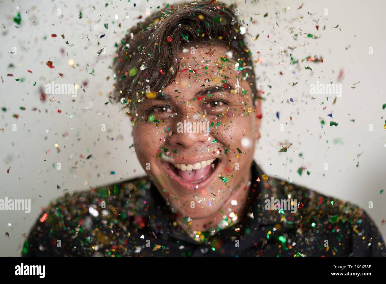 Birthday session with brilliant colors and self enjoyment Stock Photo