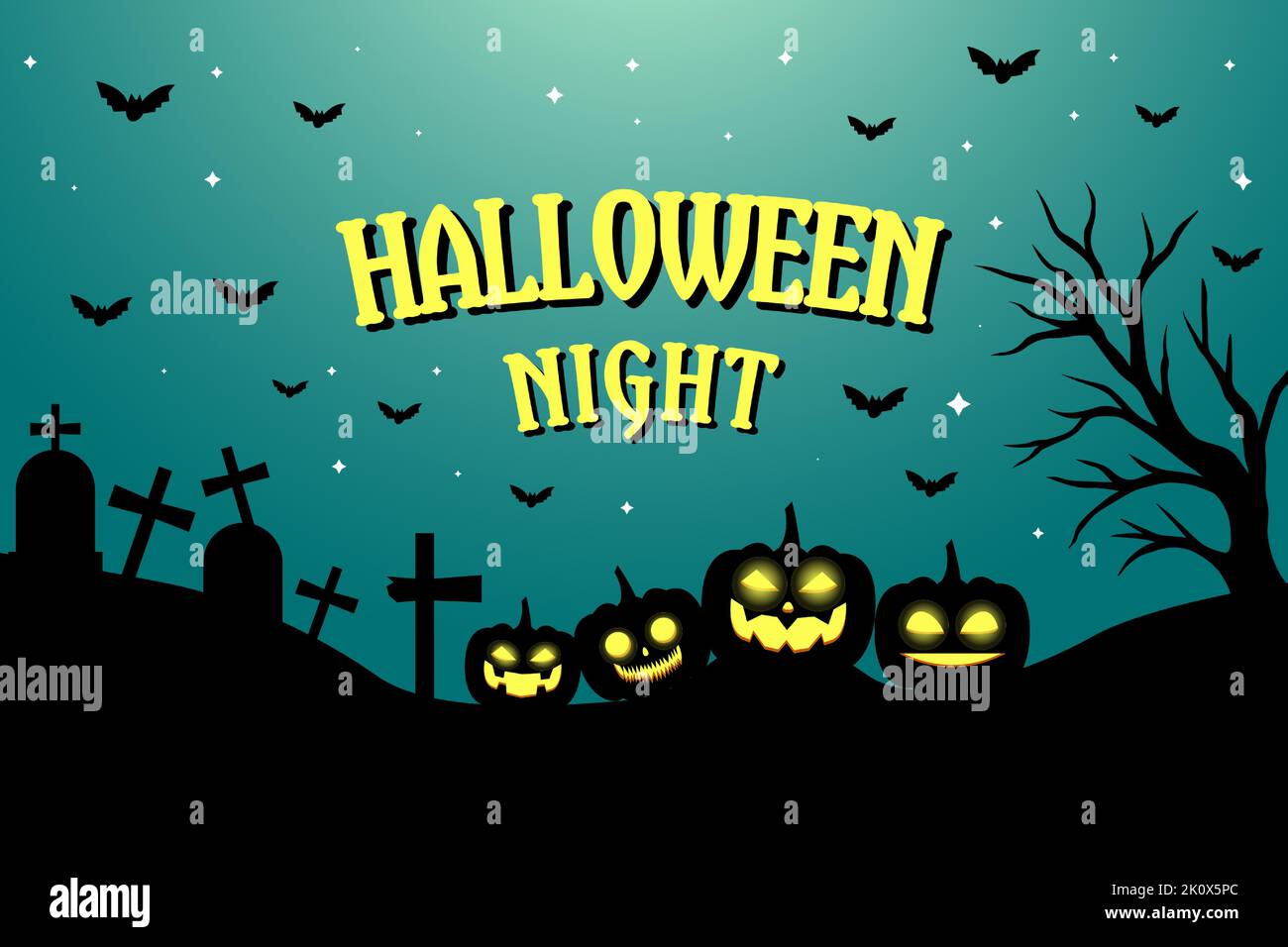 halloween spooky night background illustration design Stock Vector