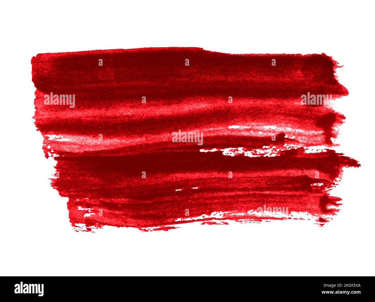 Red brushstroke in watercolor on paper template for design stock photo