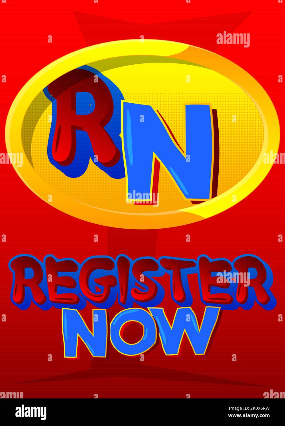 Register Now icon. Superhero coat of arms. Colorful comic book style ...