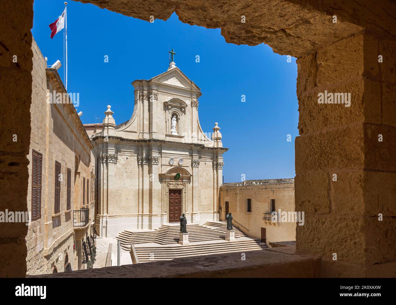 Cathedral of the Assumption of the Blessed Virgin Mary into Heaven in Gozo, Malta. Stock Photo