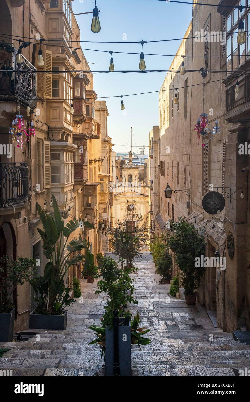 Saint Lucia street in Valletta, Malta Stock Photo - Alamy