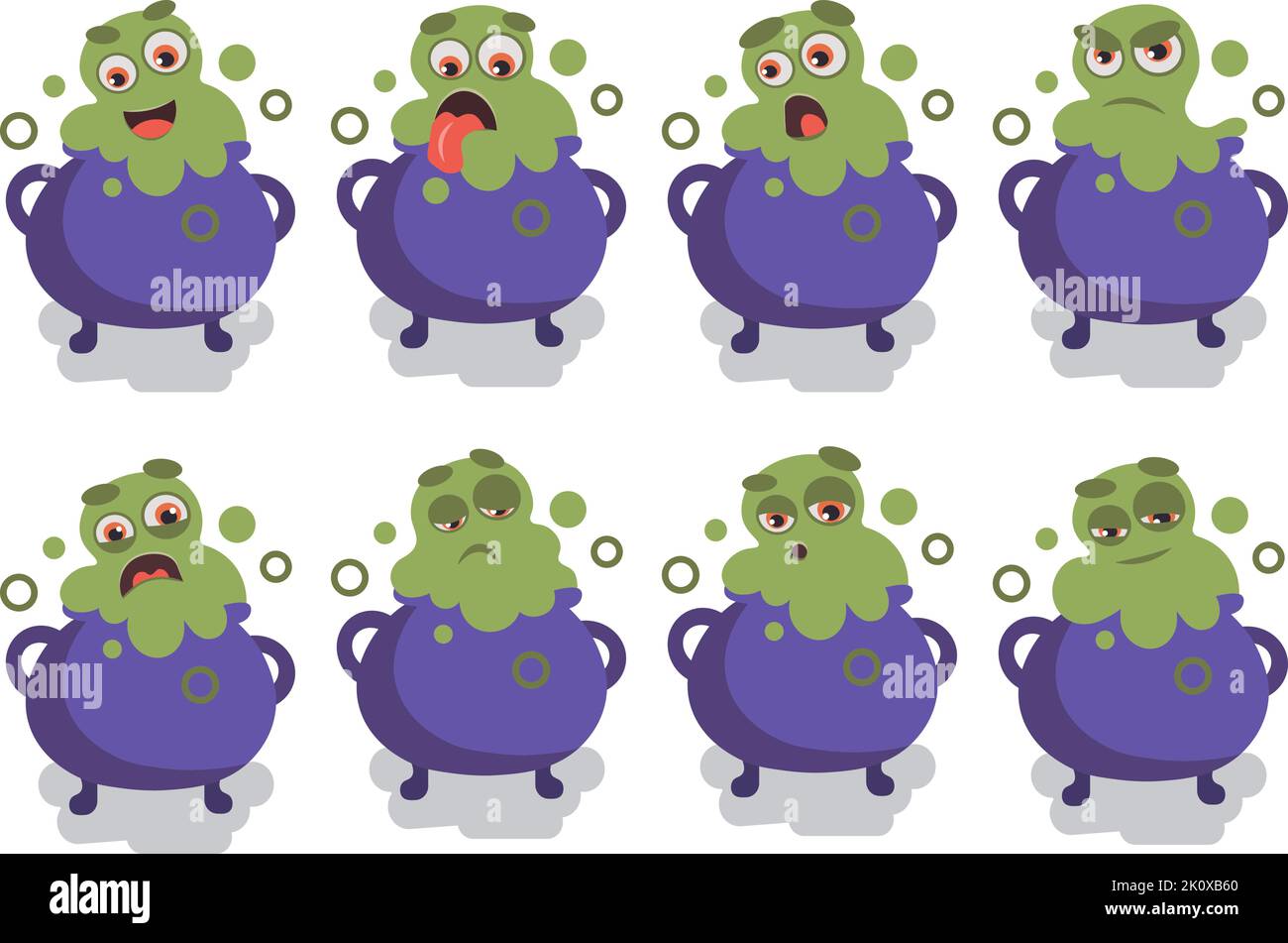 flat illustration cauldron with potion halloween emotion vector Stock Vector