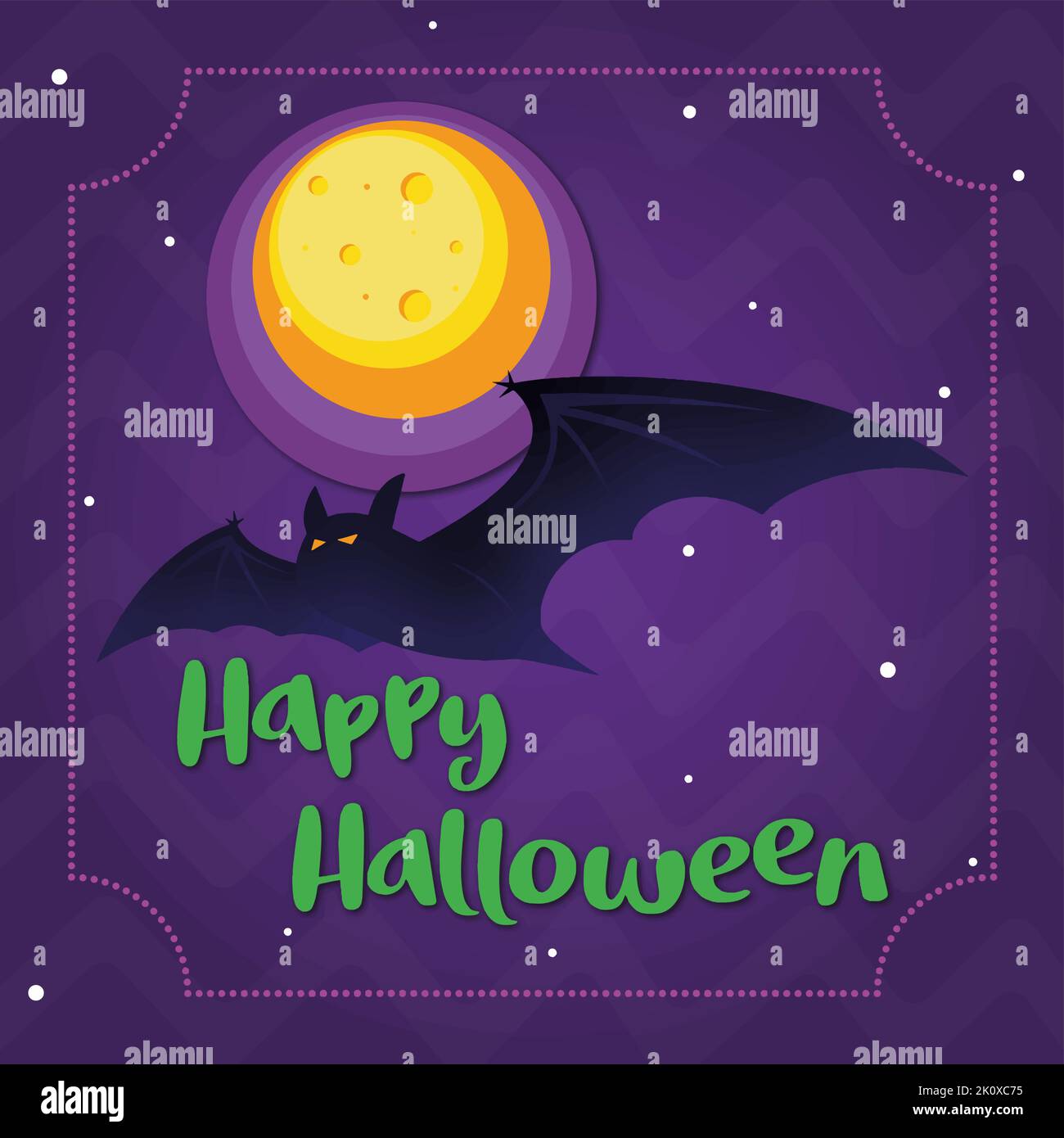 halloween greeting card with moon and bat Stock Vector