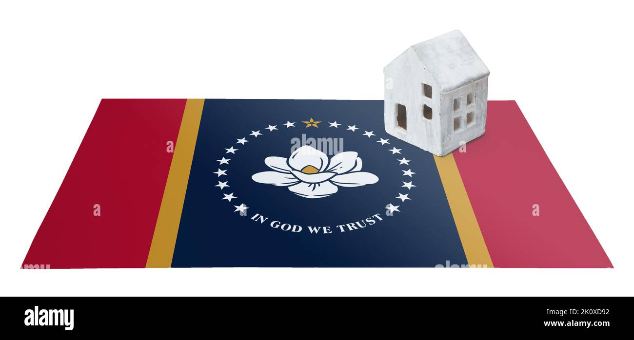 Small house on the new flag of Mississippi, living the the state of Mississippi Stock Photo