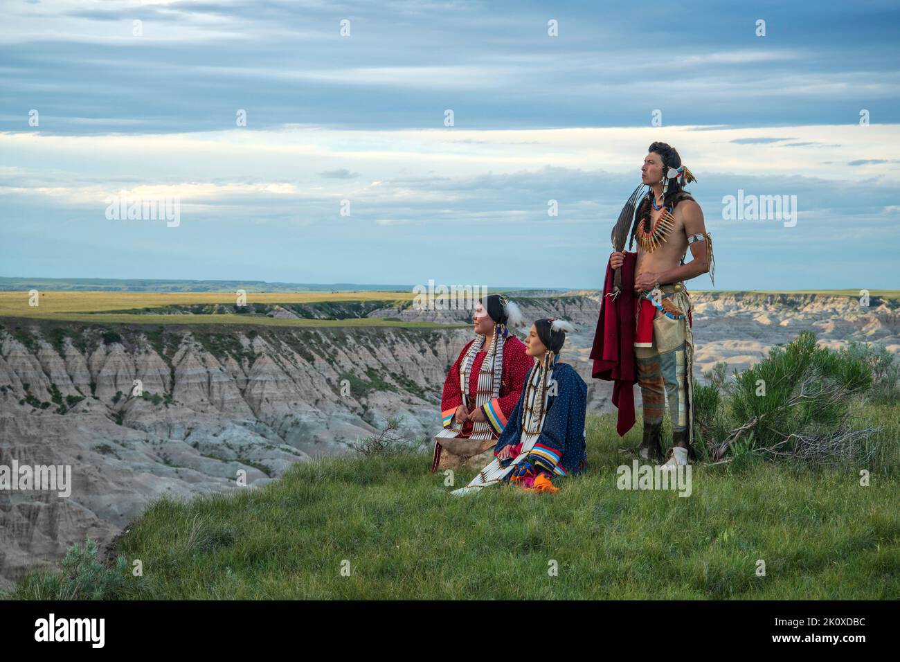 USA, Great Plains, South Dakota, Lakota Family Stock Photo