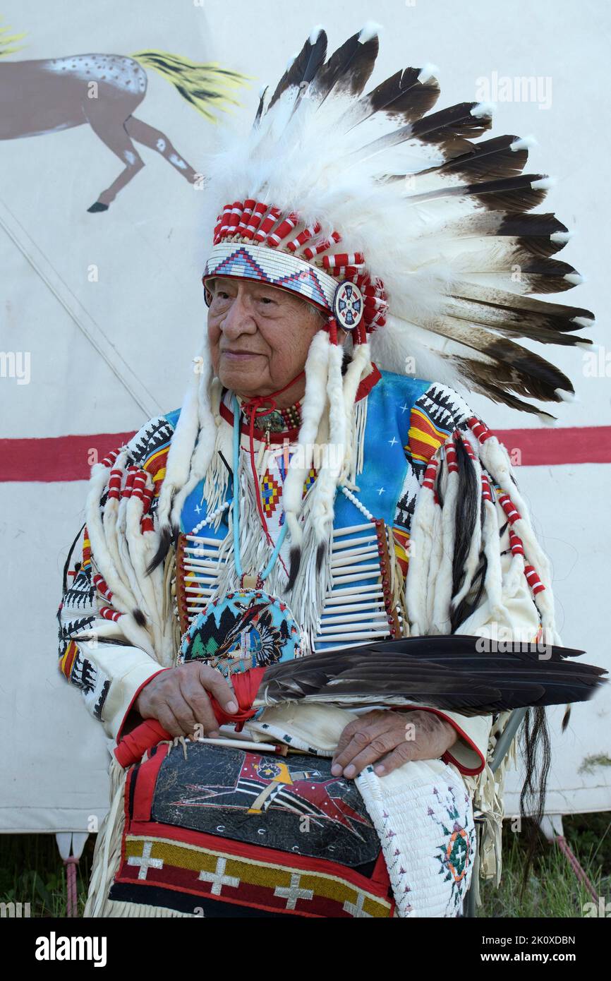 USA, Great Plains, South Dakota,Black Hills,  Jerry Yellowhawk,  Lakota elder Stock Photo