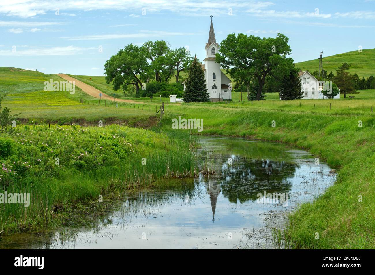 USA, Great Plains, North Dakota,Lutheran country church, Stock Photo