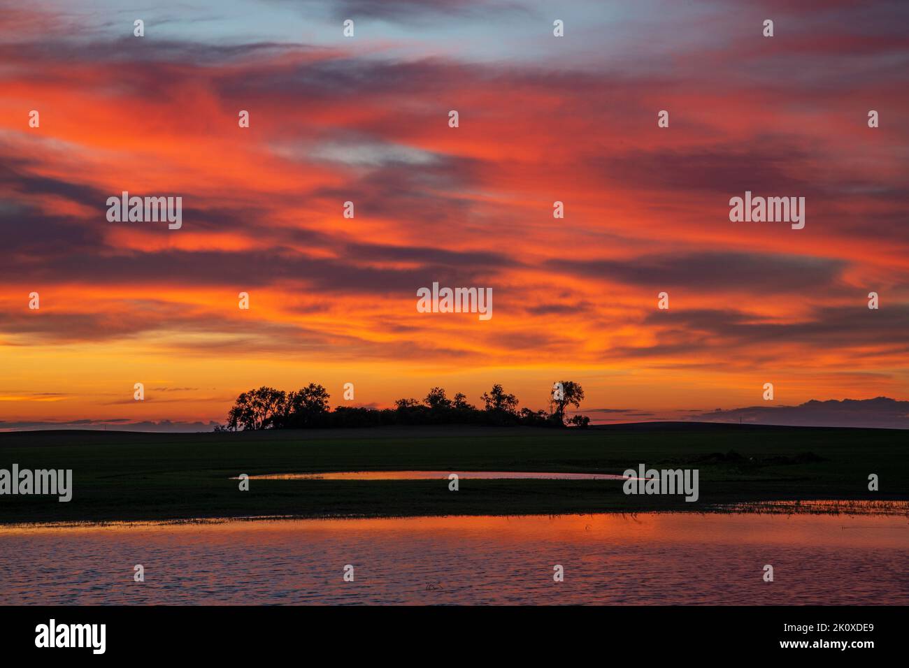 USA, Great Plains, North Dakota, Devils Lake, sunset Stock Photo