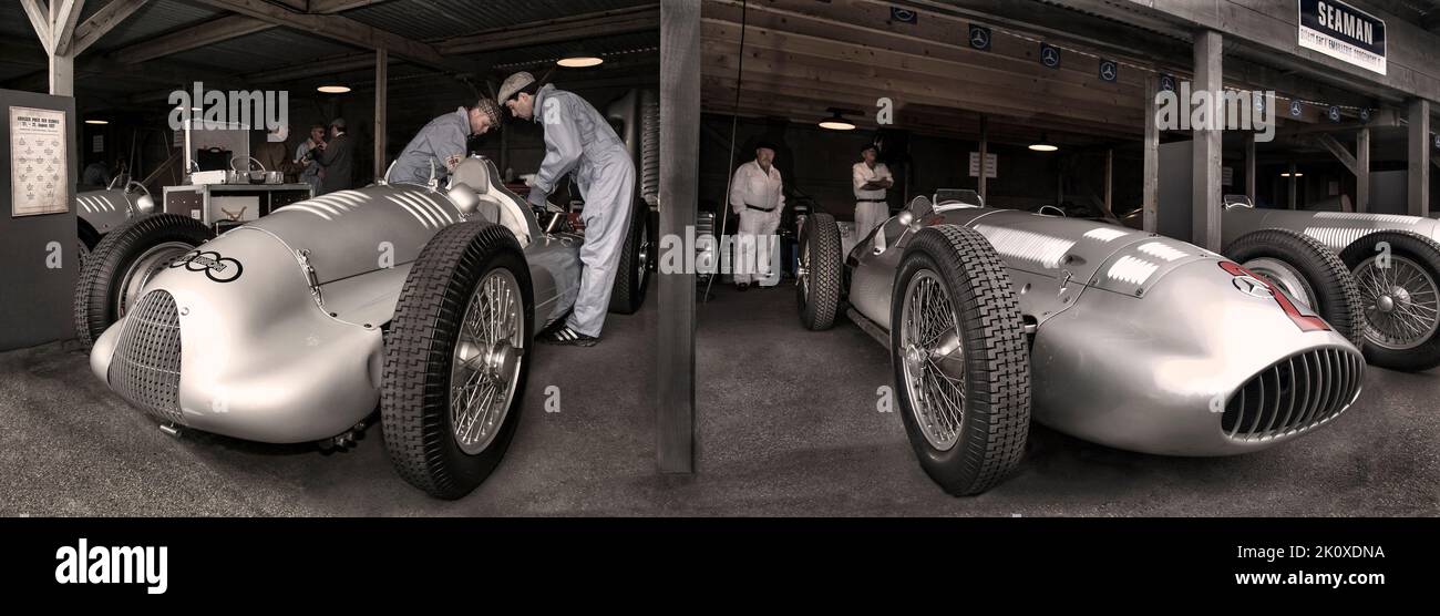 Silver Arrows pits at the 2012 Goodwood Festival of Speed Stock Photo