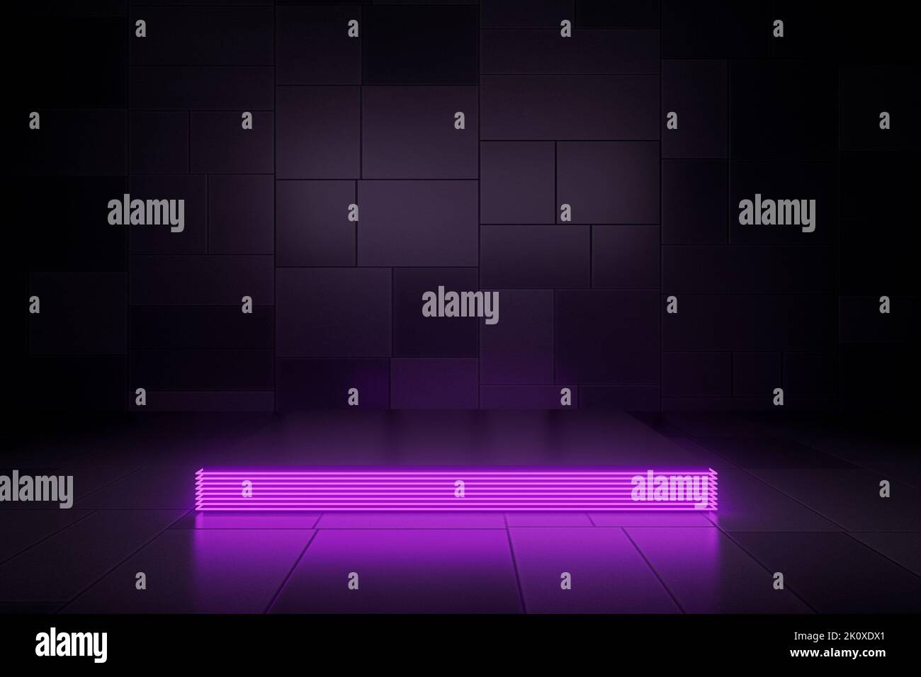 3d rendered podium and neon purple light in sci fi style Stock Photo ...