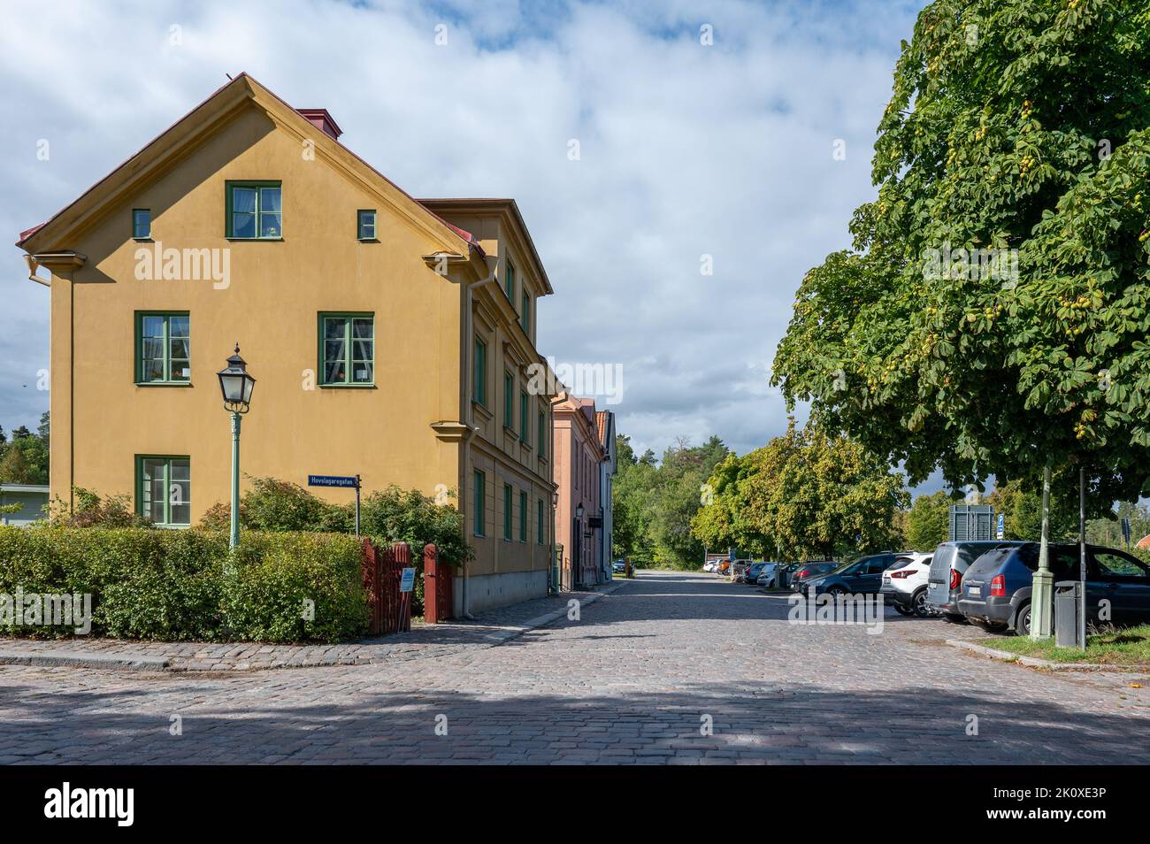 Open-air museum Old Linköping during early fall in Sweden. Historic ...