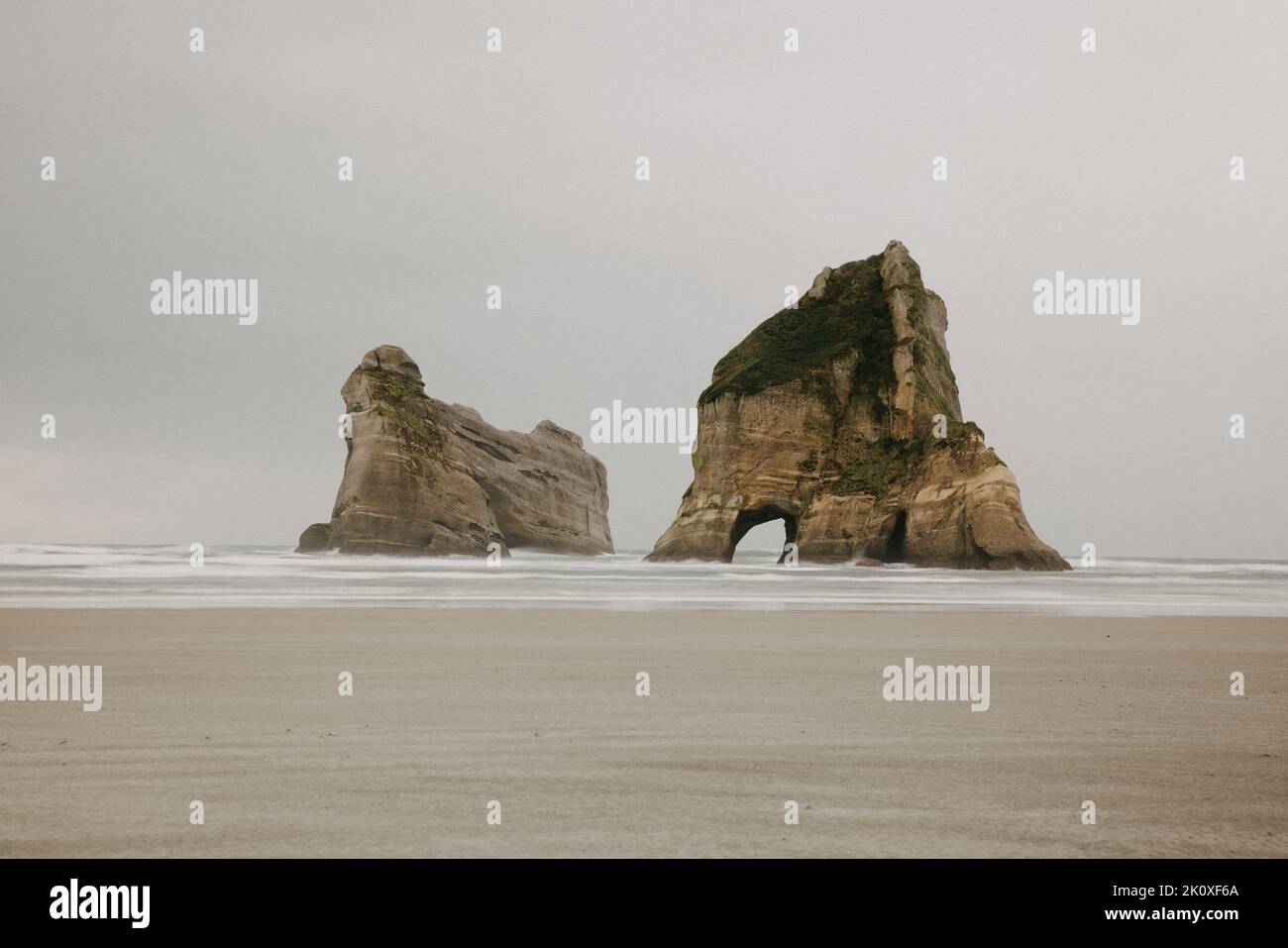 Rock Formation on Wharariki Beach, Golden Bay, New Zealand Stock Photo