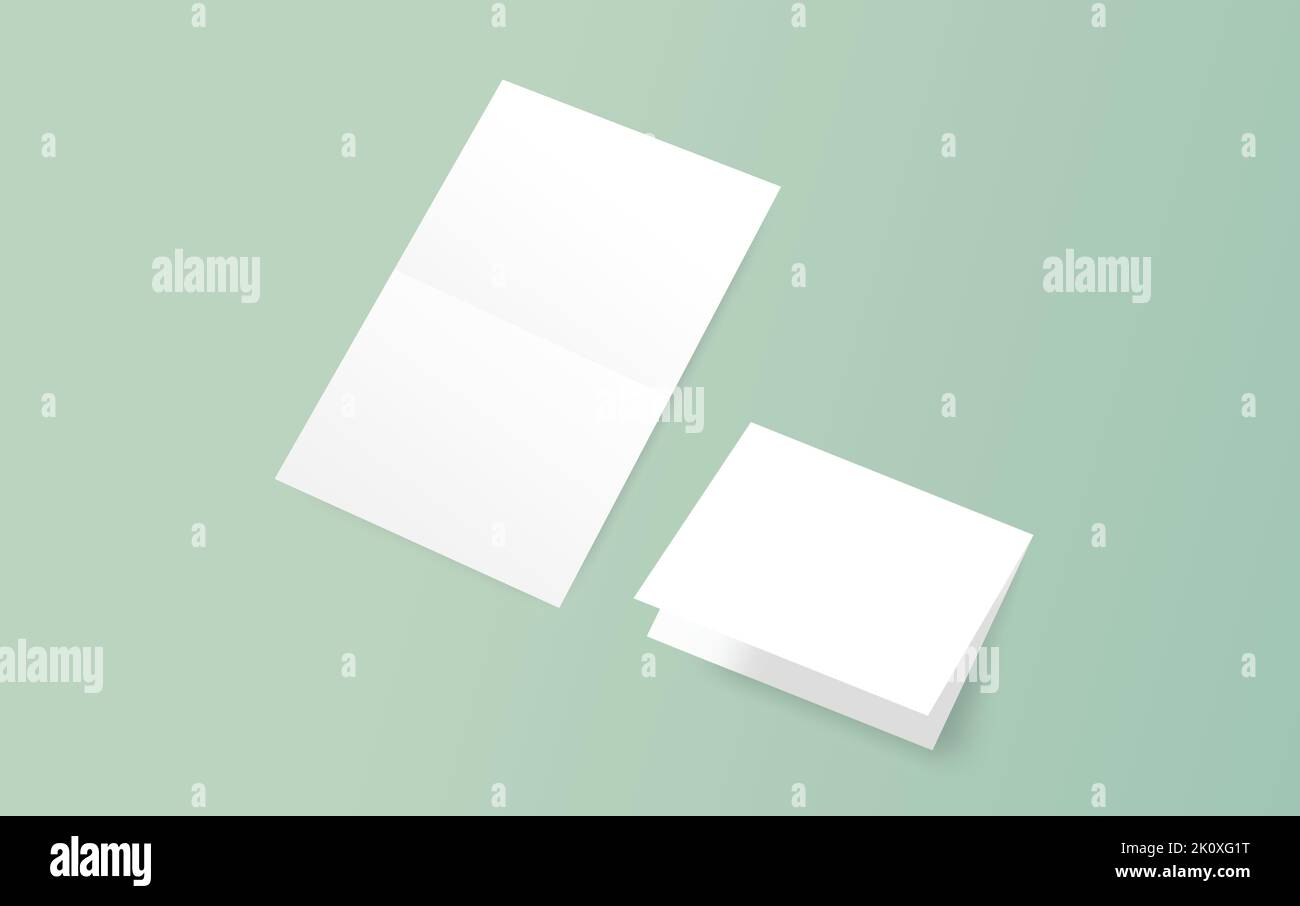 Blank Folding Papers Realistic Business Mockup Corporate Brand Identity Template Stock Vector