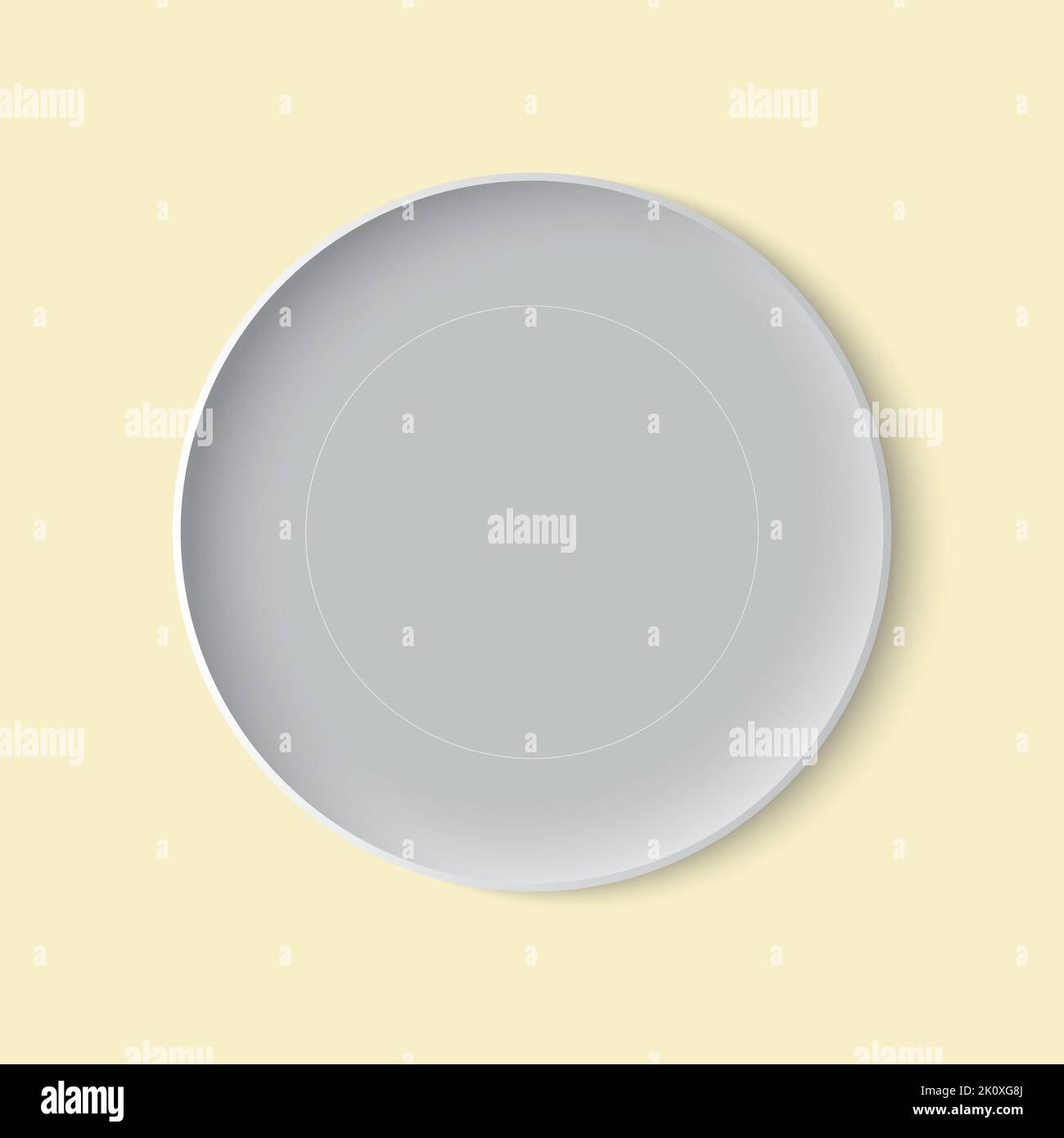 Realistic Gray Plate Top View Food Showcase Vector Illustration Blank Template Stock Vector