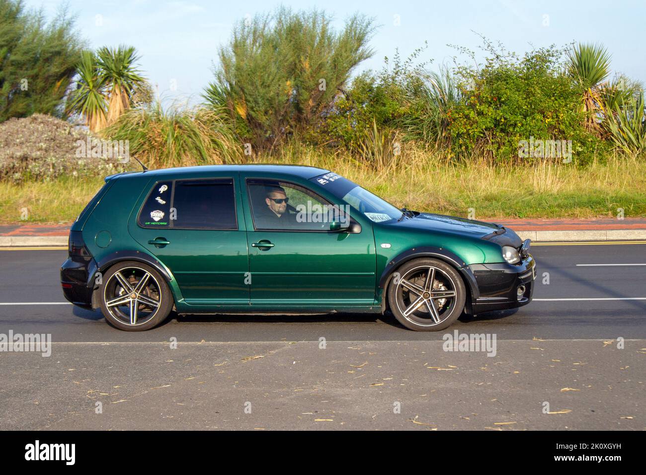 2002 Green VW VOLKSWAGEN GOLF GT TDI (130BHP) 1896cc 6-speed manual; at the Southport Classic car and Speed event, UK Stock Photo