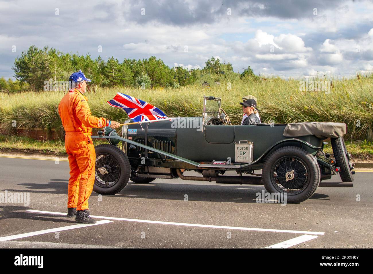 1922 20s twenties pre-war Green BENTLEY 2998cc petrol at the Southport Classic car and Speed event on the seafront promenade, UK Stock Photo