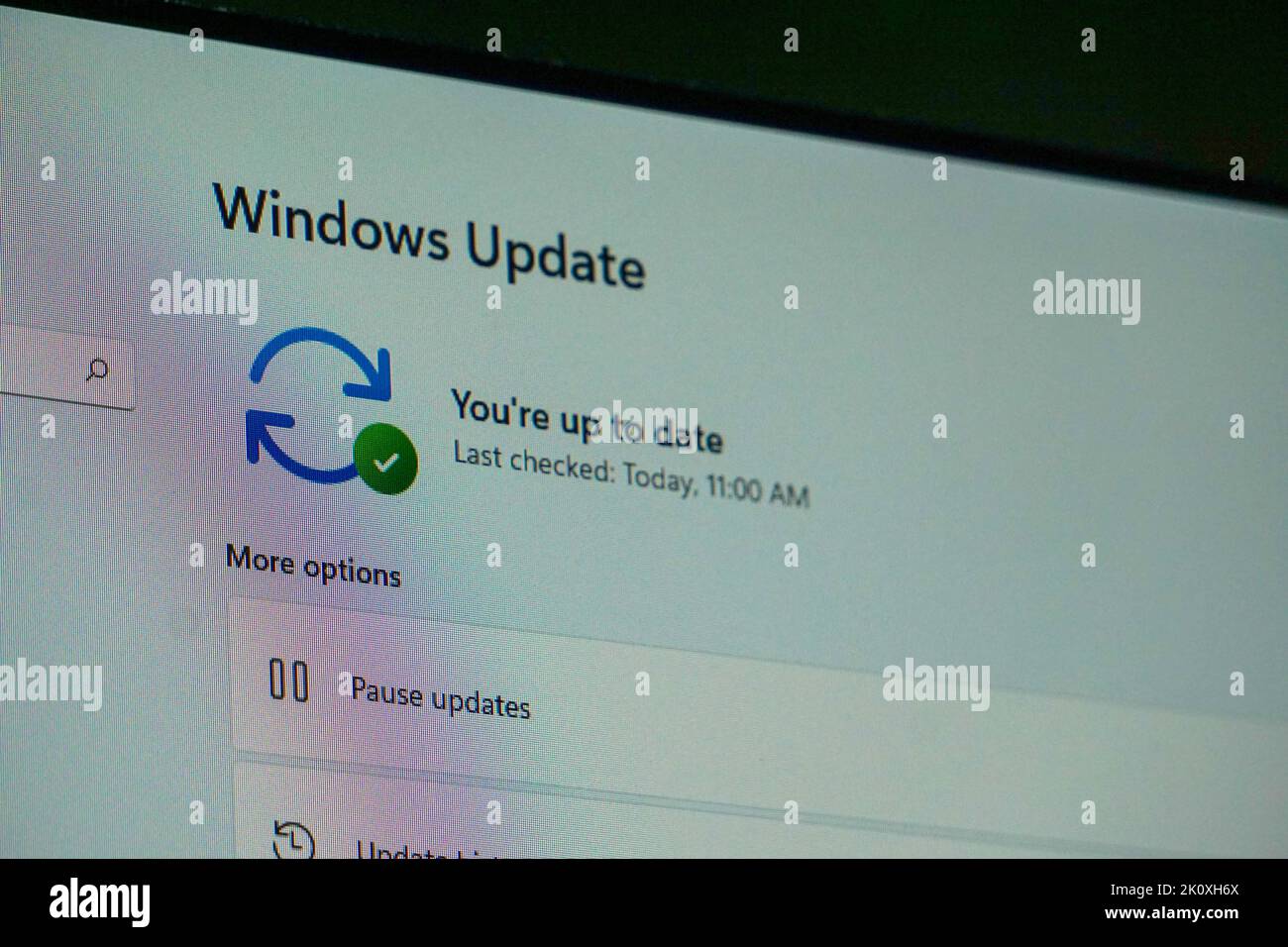 Windows 11 update screen showing you're up to date update details Stock ...