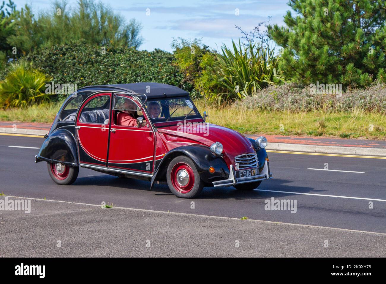 1989 80s eighties French CITROEN 2CV DOLLY black 602cc petrol 4 speed manual; on display at the Southport Classic car and Speed event on the seafront promenade. Stock Photo
