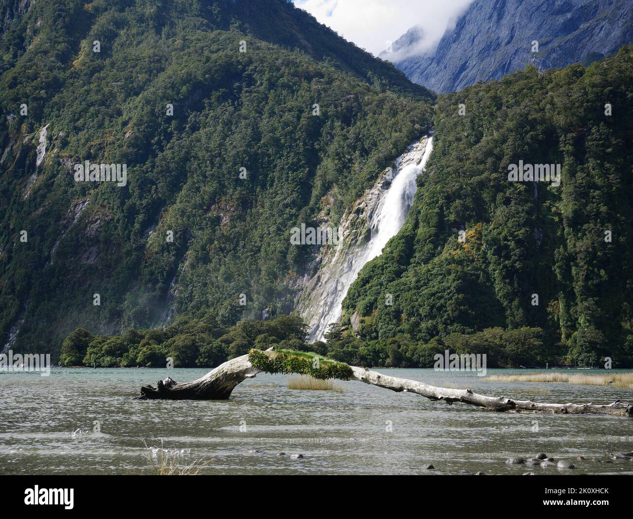 Bowen Falls Milford Sound New Zealand Neuseeland Stock Photo