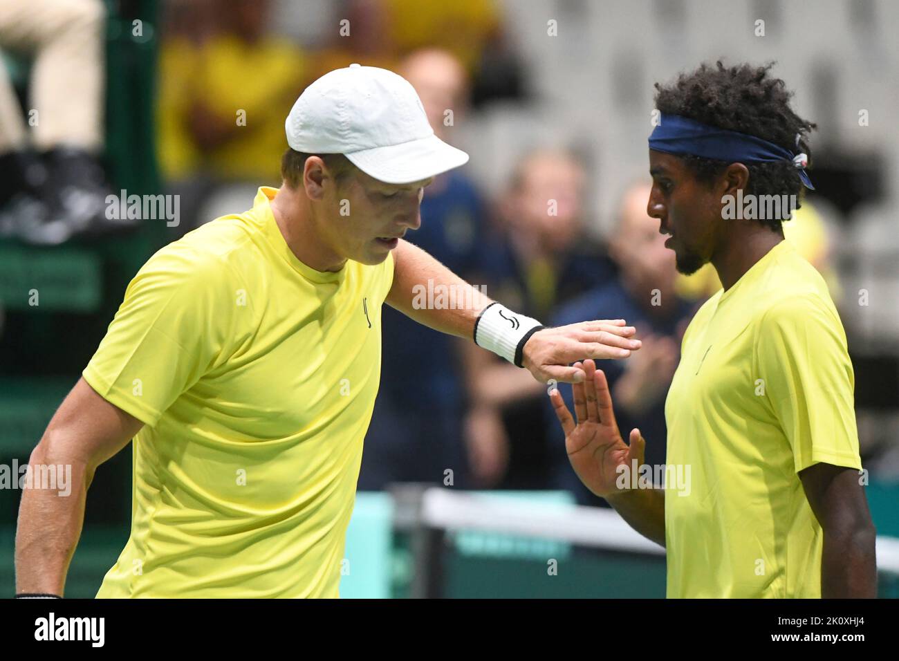 Andre Goransson and Elias Ymer (Sweden). Davis Cup Finals, Group A (Bologna) Stock Photo