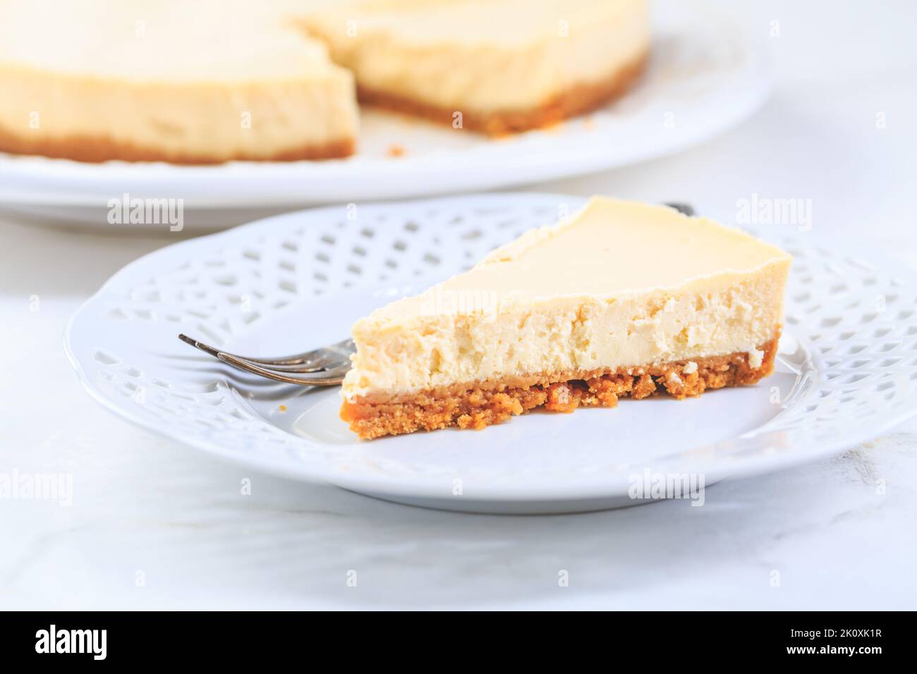 New York cheesecake or classic cheesecake in vegan style Stock Photo