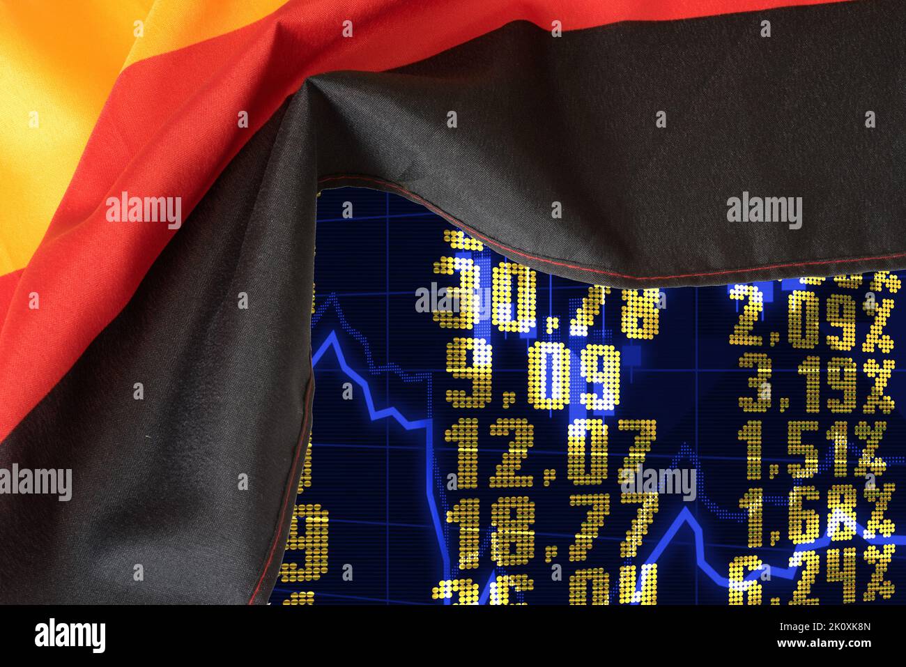 Flag of Germany, stock exchange and German economy Stock Photo