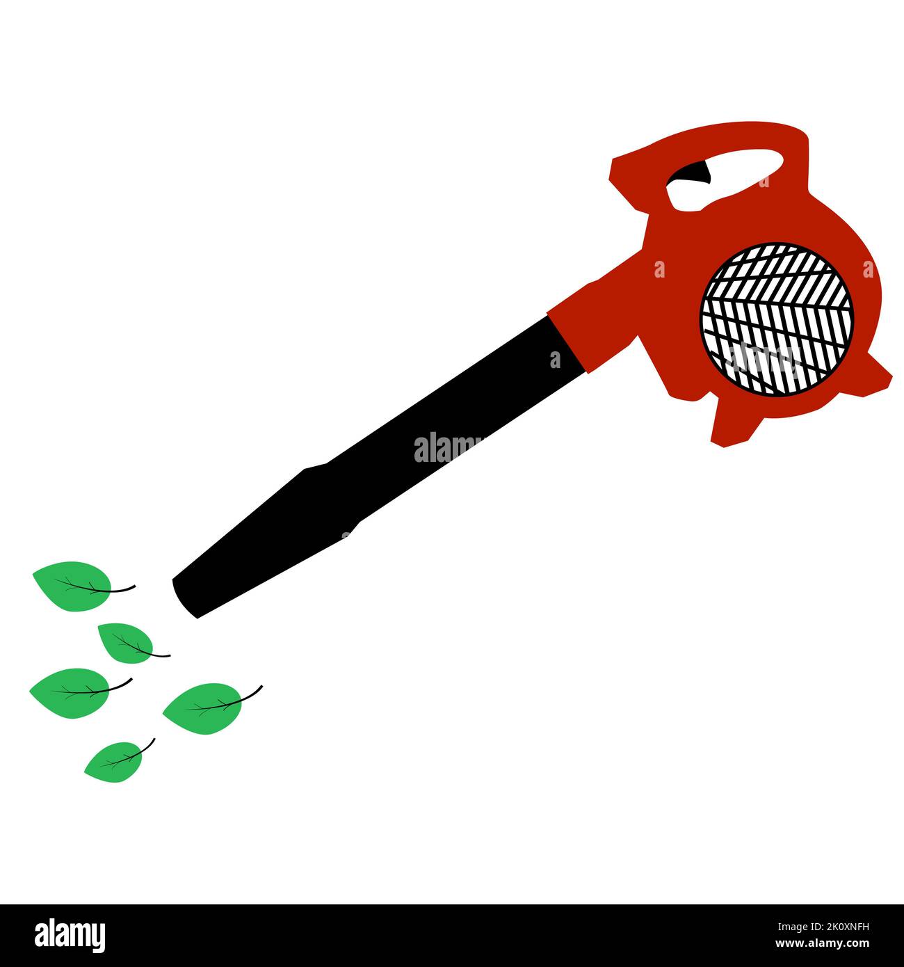 Blower with leaves icon on white background. leaf blower sign. Bright Leaf garden blower symbol. flat style. Stock Photo