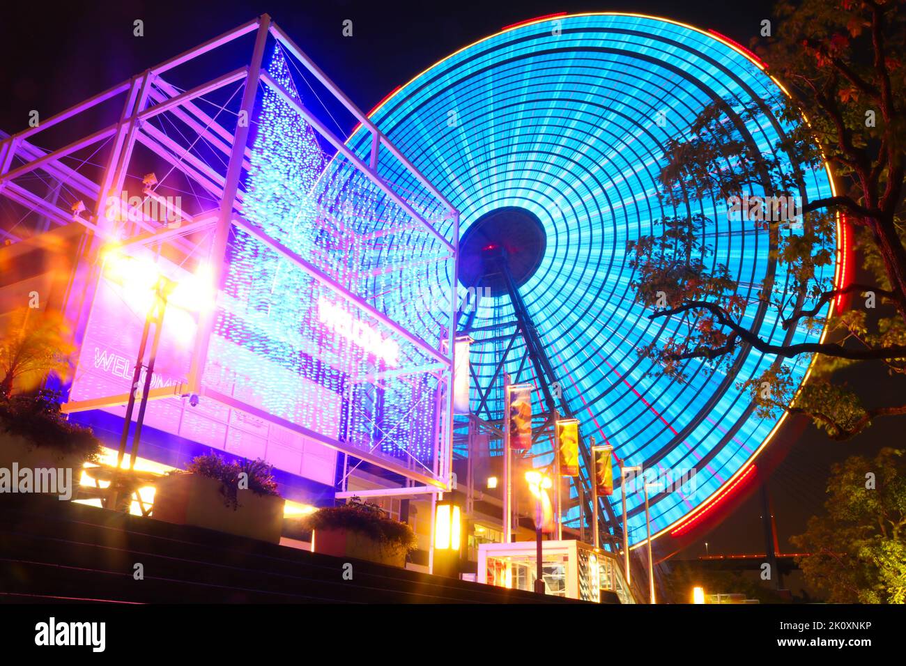 The Ferris wheel next to Tempozan Marketplace in Osaka, Japan. Stock Photo