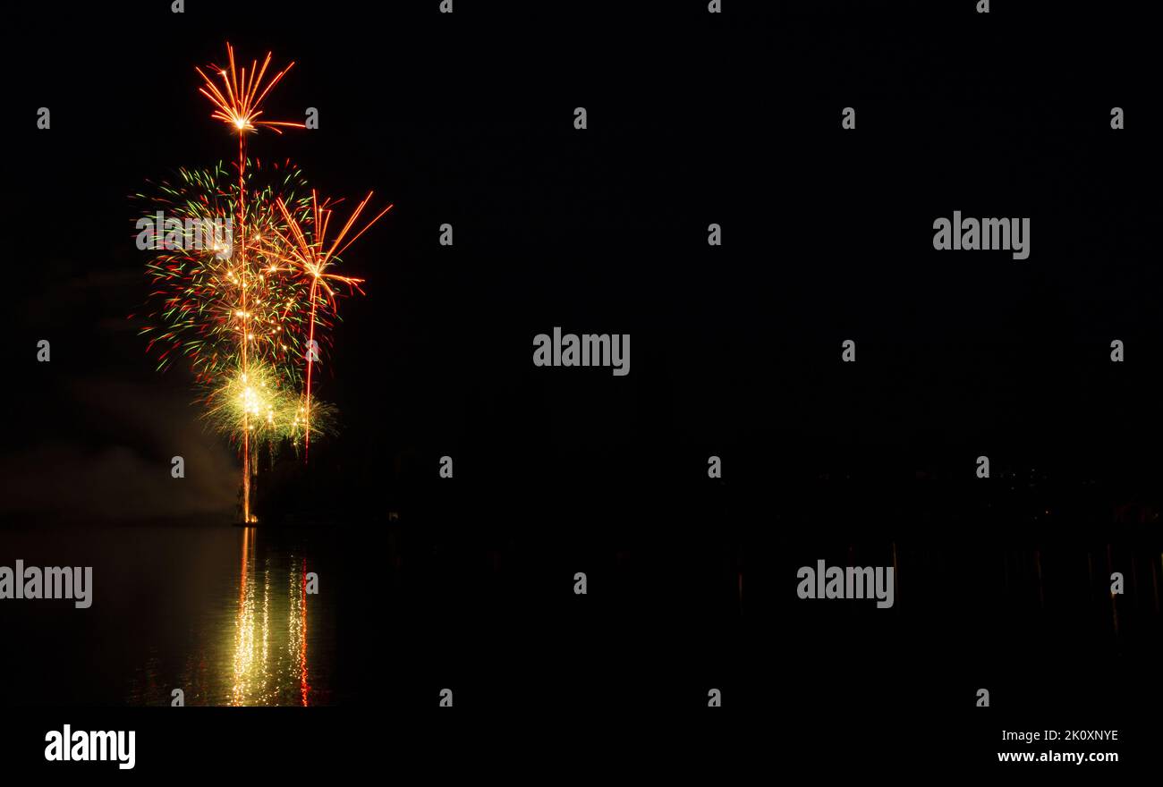 fireworks, Vichy, Allier, Auvergne-Rhone-Alpes, France Stock Photo