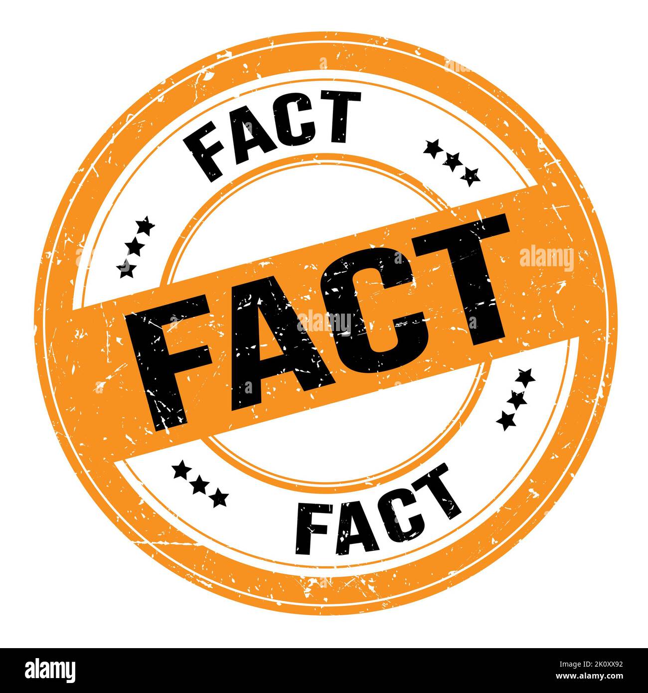 FACT text written on orange-black round grungy stamp sign Stock Photo ...