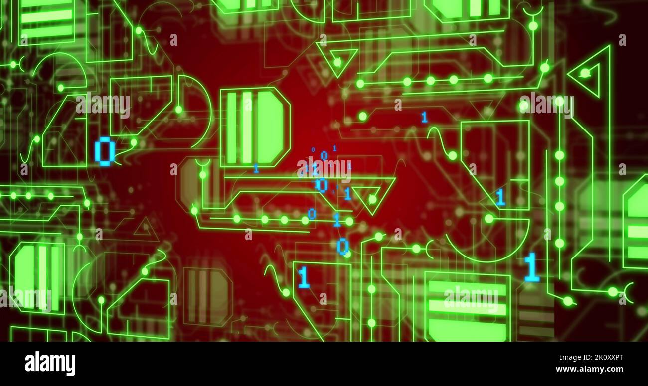 Image of data processing and shapes over digital tunnel Stock Photo - Alamy