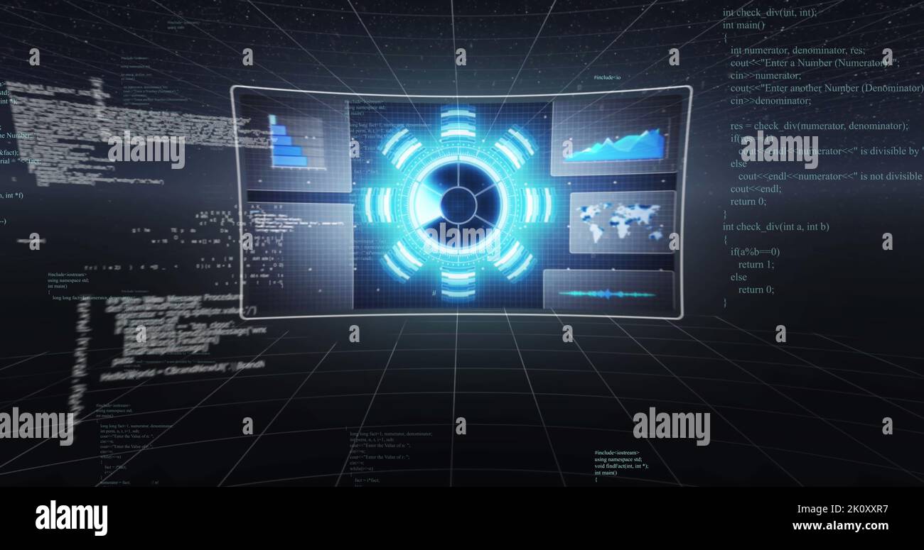 Image of data processing on blue background Stock Photo - Alamy